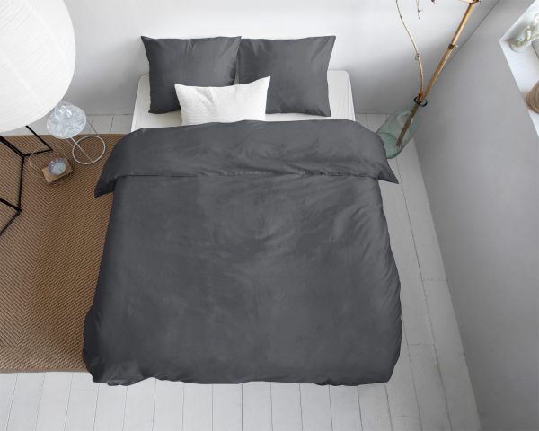 Primaviera Deluxe Uni Satijn Dekbedovertrek Antraciet 135 x 200/220 cm - Afbeelding 2