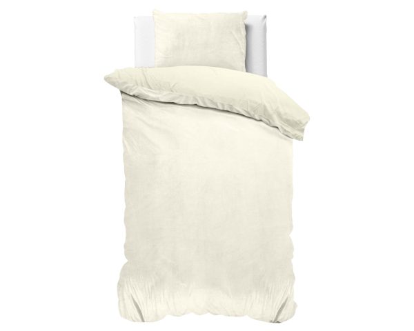 Sleeptime Velvet Uni Dekbedovertrek Creme 140 x 220 cm - Afbeelding 2