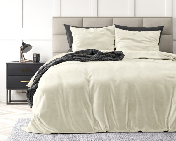 Sleeptime Velvet Uni Dekbedovertrek Creme 240 x 220 cm - Afbeelding 2