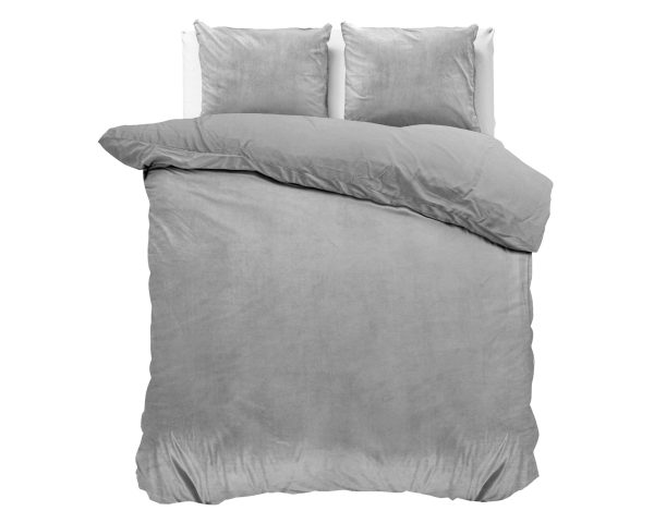 Sleeptime Velvet Uni Dekbedovertrek Grijs 200 x 220 cm - Afbeelding 2