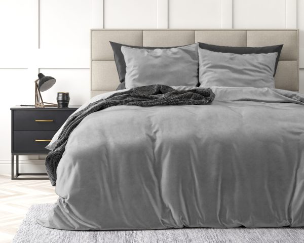 Sleeptime Velvet Uni Dekbedovertrek Grijs 240 x 220 cm - Afbeelding 2