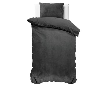 Sleeptime Velvet Uni Dekbedovertrek Antraciet 140 x 220 cm