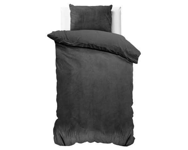 Sleeptime Velvet Uni Dekbedovertrek Antraciet 140 x 220 cm