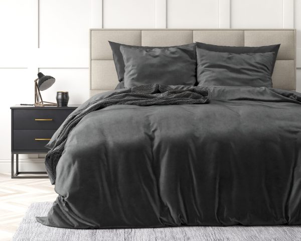Sleeptime Velvet Uni Dekbedovertrek Antraciet 140 x 220 cm - Afbeelding 2