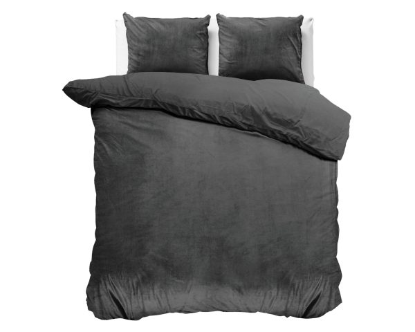 Sleeptime Velvet Uni Dekbedovertrek Antraciet 240 x 220 cm - Afbeelding 3