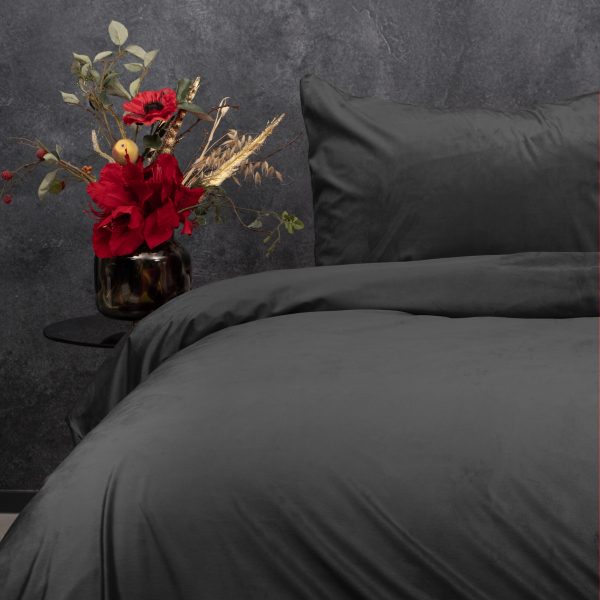 Sleeptime Velvet Uni Dekbedovertrek Antraciet 240 x 220 cm - Afbeelding 4