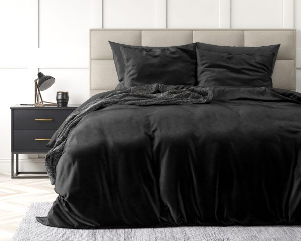 Sleeptime Velvet Uni Dekbedovertrek Zwart 240 x 220 cm - Afbeelding 2