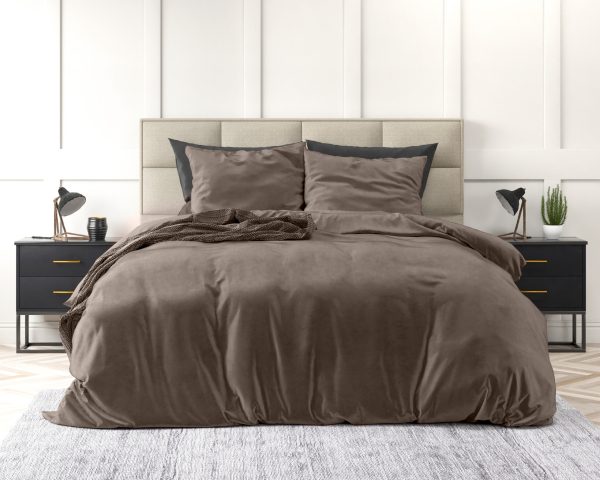 Sleeptime Velvet Uni Dekbedovertrek Taupe 140 x 220 cm - Afbeelding 4