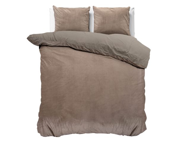 Sleeptime Velvet Uni Dekbedovertrek Taupe 240 x 220 cm - Afbeelding 3