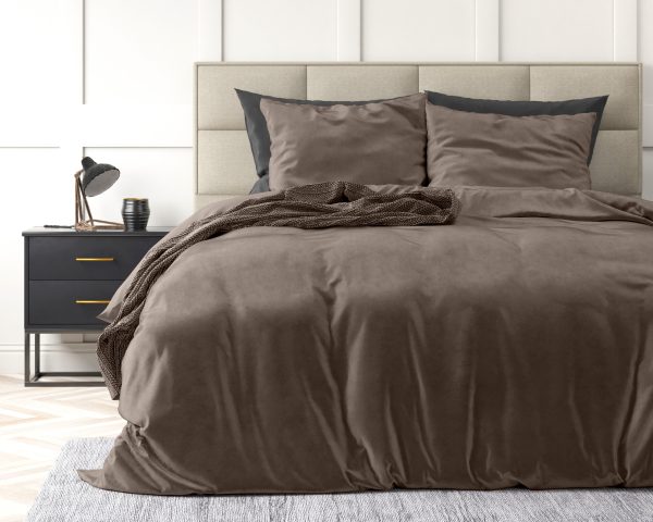 Sleeptime Velvet Uni Dekbedovertrek Taupe 240 x 220 cm - Afbeelding 4