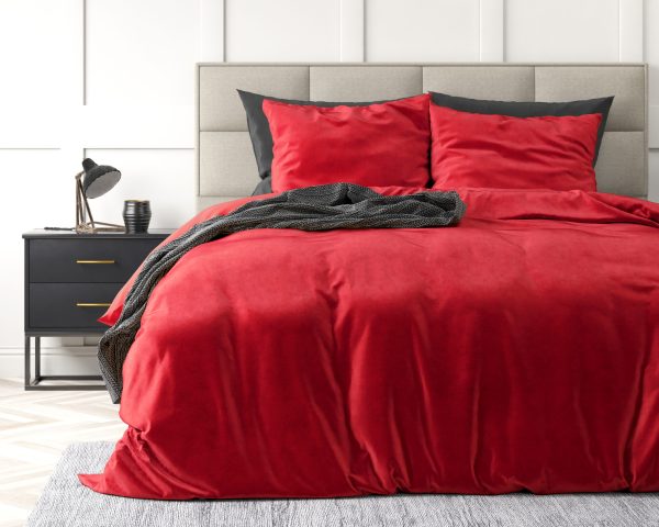 Sleeptime Velvet Uni Dekbedovertrek Rood 240 x 220 cm - Afbeelding 2