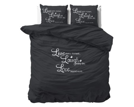 Sleeptime Live, laugh and love Antraciet 200 x 220 cm