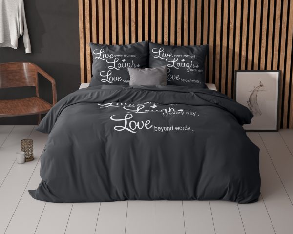 Sleeptime Live, laugh and love Antraciet 200 x 220 cm - Afbeelding 2