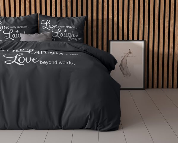 Sleeptime Live, laugh and love Antraciet 200 x 220 cm - Afbeelding 3