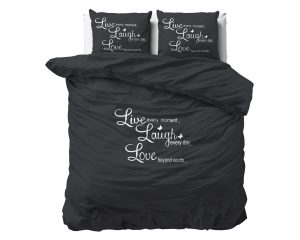 Sleeptime Live, laugh and love Antraciet 240 x 220 cm