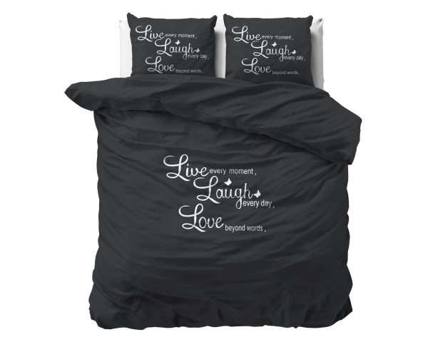 Sleeptime Live, laugh and love Antraciet 240 x 220 cm