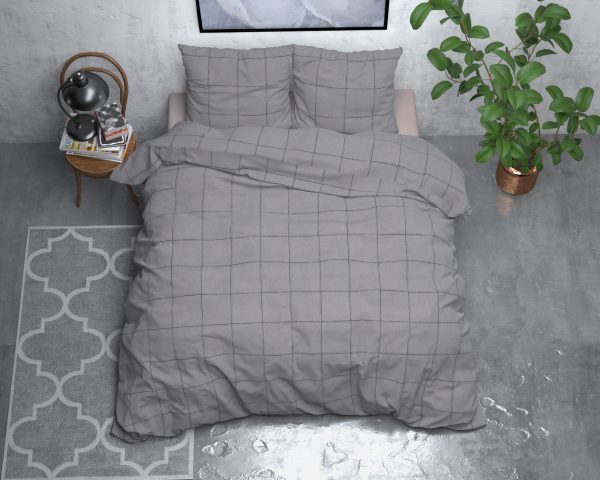 Sleeptime Flanel Deep check Grijs 240 x 200/220 cm - Afbeelding 2