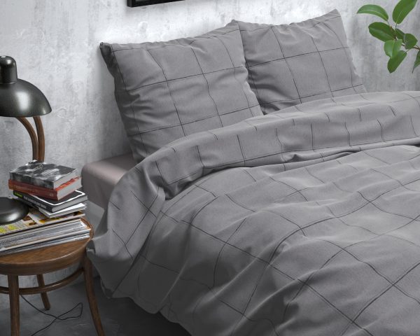 Sleeptime Flanel Deep check Grijs 240 x 200/220 cm - Afbeelding 3