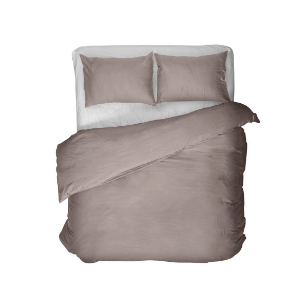 Primaviera Deluxe Egyptisch Katoen Uni Dekbedovertrek Taupe 135 x 200/260 cm - Afbeelding 2