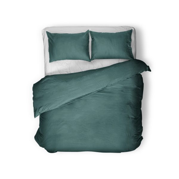 Primaviera Deluxe Egyptisch Katoen Uni Dekbedovertrek Donker Groen 135 x 200 cm - Afbeelding 2