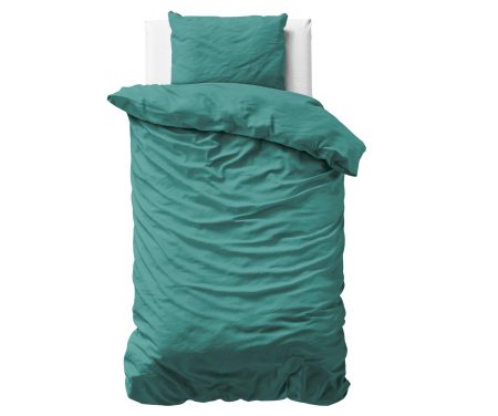 Primaviera Deluxe Uni Satijn Dekbedovertrek Donker Groen 135 x 200 cm