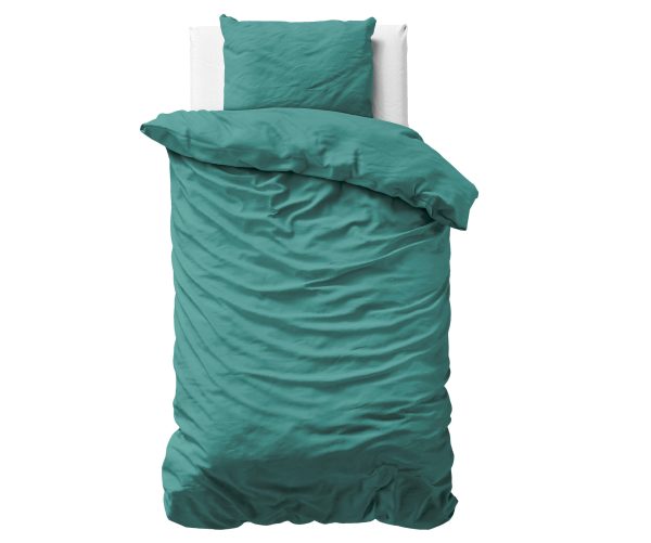 Primaviera Deluxe Uni Satijn Dekbedovertrek Donker Groen 135 x 200 cm