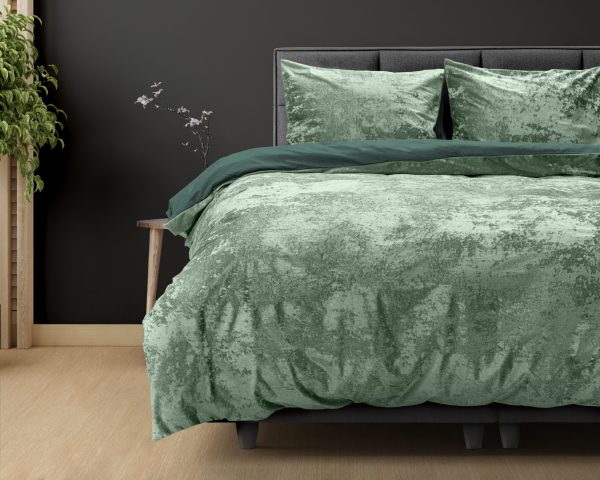 Dreamhouse Crushed Velvet Cotton Bottle Donker Groen 140 x 220 cm - Afbeelding 3