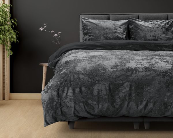 Dreamhouse Crushed Velvet Cotton Volcanic Antraciet 140 x 220 cm - Afbeelding 2
