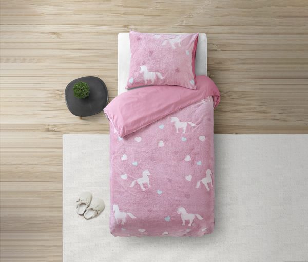 Sleeptime Glow in the dark Unicorn Roze 140 x 220 cm - Afbeelding 2