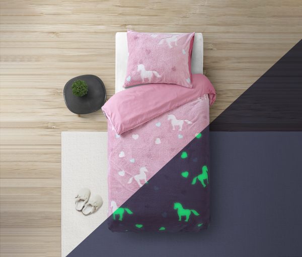 Sleeptime Glow in the dark Unicorn Roze 140 x 220 cm - Afbeelding 3