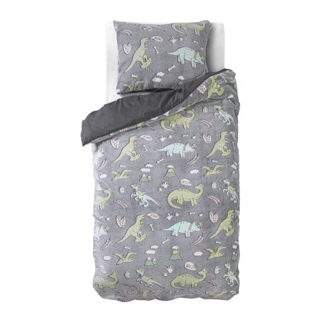 Sleeptime Glow in the dark Dinosaurs Grijs 140 x 220 cm