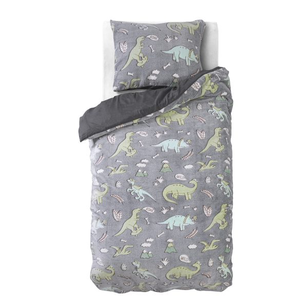 Sleeptime Glow in the dark Dinosaurs Grijs 140 x 220 cm