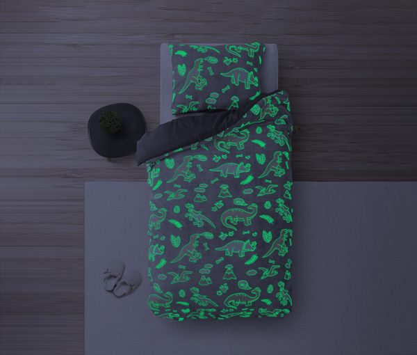 Sleeptime Glow in the dark Dinosaurs Grijs 140 x 220 cm - Afbeelding 4