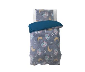 Sleeptime Glow in the dark Night Owl Blauw 135 x 200 cm