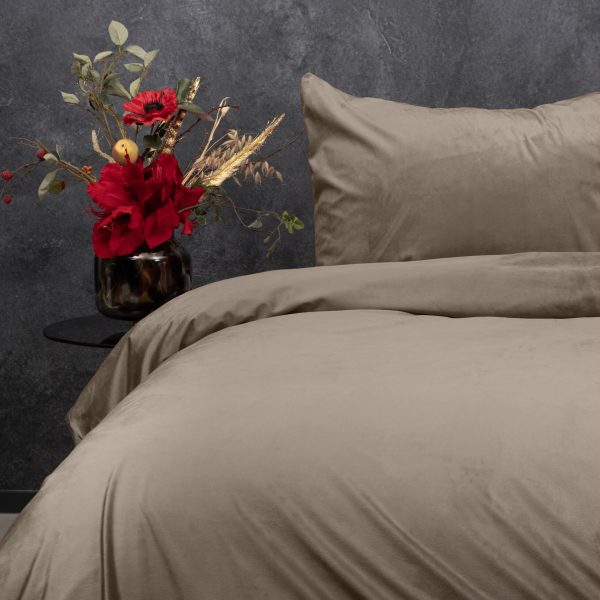 Sleeptime Velvet uni Taupe/Grijs 140 x 200/220 cm - Afbeelding 2