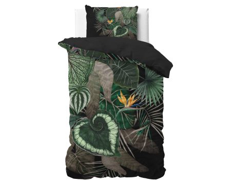 Sleeptime Dark leaves Groen 140 x 200/220 cm