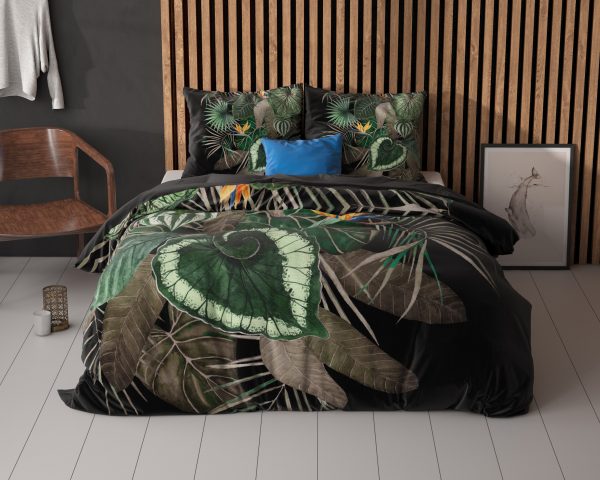 Sleeptime Dark leaves Groen 140 x 200/220 cm - Afbeelding 2