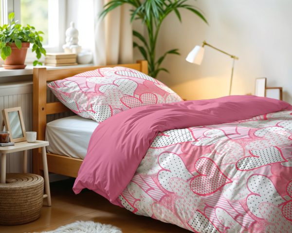 Little Monster Hearts love Roze 140 x 200/220 cm - Afbeelding 4