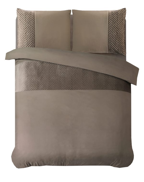 Sleeptime Velvet Crossline Taupe 200 x 200/220 cm - Afbeelding 2