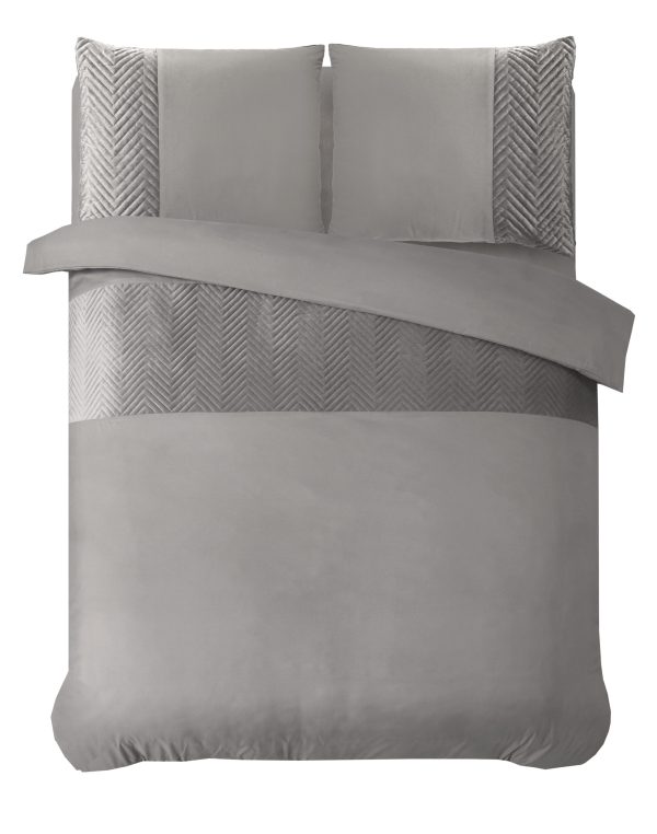 Sleeptime Velvet Crossline Zand/Grijs 140 x 200/220 cm - Afbeelding 2
