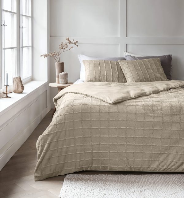 Sleeptime Faux Fur Check Beige 200x200/220 cm - Afbeelding 2