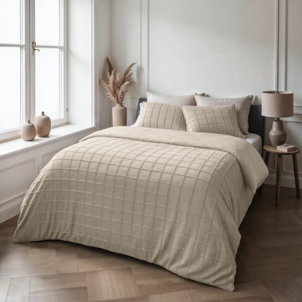 Sleeptime Faux Fur Check Beige 200x200/220 cm - Afbeelding 3