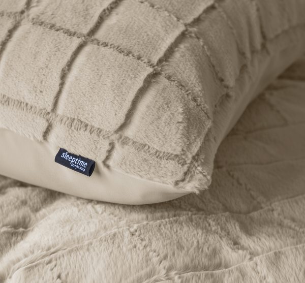 Sleeptime Faux Fur Check Beige 200x200/220 cm - Afbeelding 4