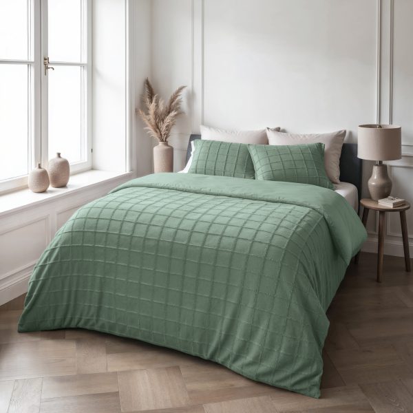 Sleeptime Faux Fur Check Donker Groen 140x200/220 cm - Afbeelding 3