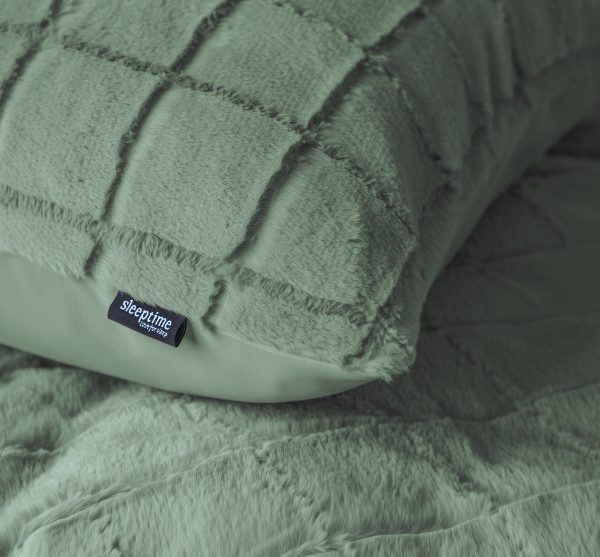 Sleeptime Faux Fur Check Donker Groen 140x200/220 cm - Afbeelding 4