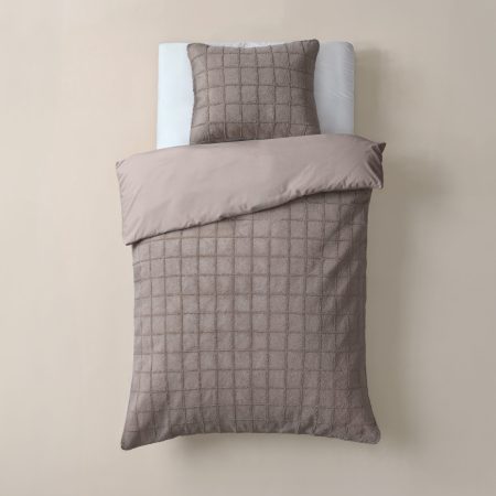 Sleeptime Faux Fur Check Taupe 140x200/220 cm