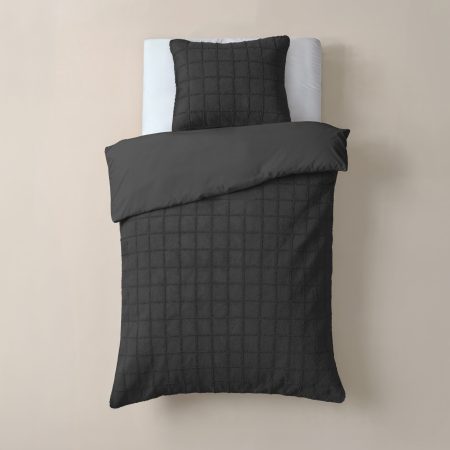 Sleeptime Faux Fur Check Zwart 140x200/220 cm
