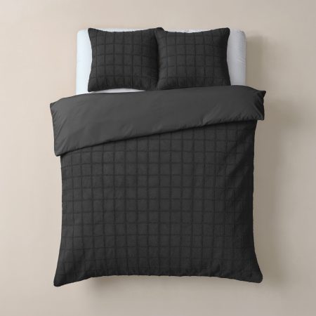 Sleeptime Faux Fur Check Zwart 240x200/220 cm