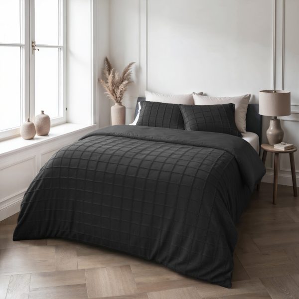 Sleeptime Faux Fur Check Zwart 240x200/220 cm - Afbeelding 3