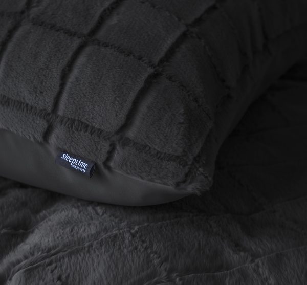 Sleeptime Faux Fur Check Zwart 240x200/220 cm - Afbeelding 4